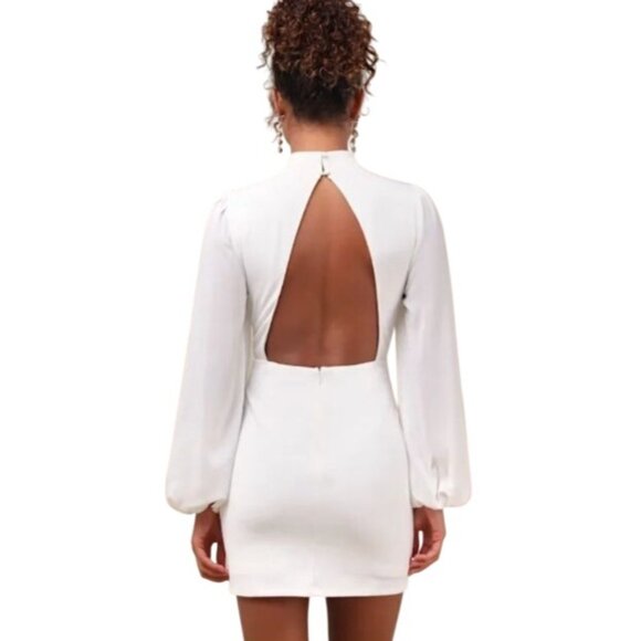 NEW Lulus Exceptionally Flirty White Long Sleeve Backless Mini Dress Size XS - Picture 5 of 13